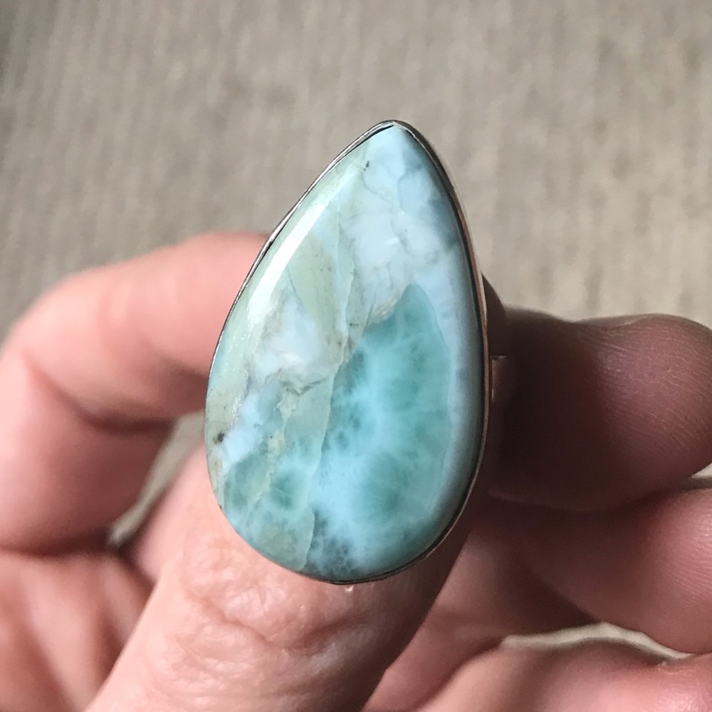 Larimer and Sterling Silver Tear Drop Ring